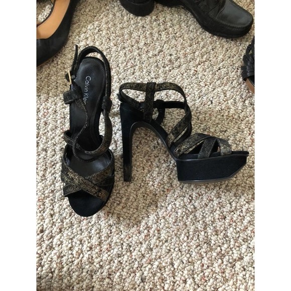 Calvin Klein Shoes - Calvin Klein Black Gold Dusted Heels